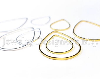 20 Hollow Out Charms - Thin Open Back Bezel Blanks For Resin Macrame Jewelry Making - Tear Drop Shape - Gold Silver Bronze - Pick Size
