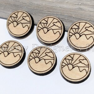 12 mm Sun Clouds hout cabochons - berglucht horizon gegraveerd hout cabochon - pick kleur, kersen walnoot berken semi-matte vernis