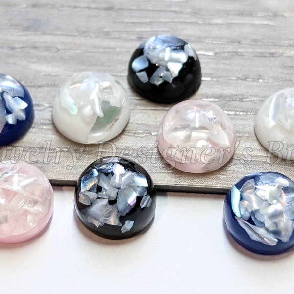 10.5mm Real Shell Infused Resin Cabochons - Dome Flat-back Cabochon