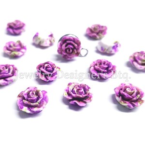 10mm Aquarelles 3D Résine Fleur Déco - Confettis Rose Kawaii Embellissements - 10mm est le diamètre total du haut, pas de trous de perçage