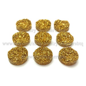 12mm Druzy Cabochons Faux Druzy Gold Golden Cabochon Résine Embellissement Bijoux Fournitures Boucles d’oreilles Résultats Cameo Paramètres Kawaii Approvisionnement