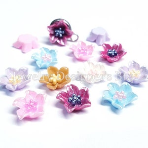 10mm Multi Color 3D Résine Fleur Déco - Rose Kawaii Embellissements - 10mm est le diamètre total du haut, pas de trous de perçage
