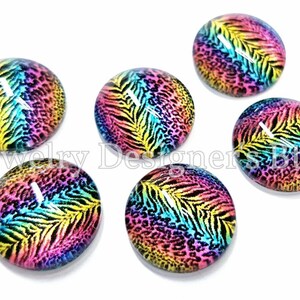 Cabochons photo en verre 12 mm motif imprimé animal arc-en-ciel