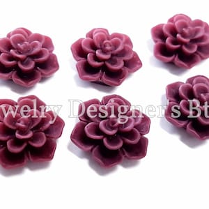 13mm Sukkulenten Cabochon - Resin Matte dunkel burgundy Cabochons - 3D Floral Cabs - Flatback 9mm Basis