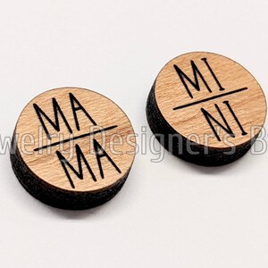 10mm Mama und Mini Cabochon - Passende Gravur Holzverzierungen - Kirschholz, Walnuss, Birke - Semi-Matter Lack