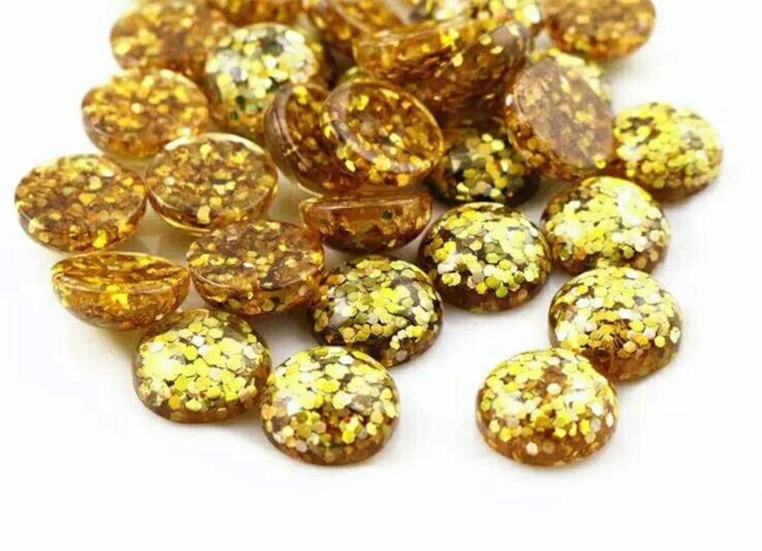 100 Pcs 10Mm Perle Résine Boutons, Demi Résine Dôme Capuchon