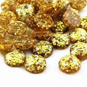 10pcs 12mm Golden Glitter Résine Dôme Cabochons métalliques DIY Cabochon Bijoux Fourniture Bijoux Fournitures Mermaid Boucles d’oreilles Cameo Lunette