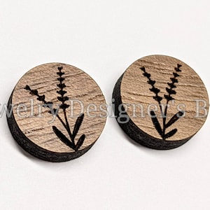 Cabochons en bois de fleur de lavande 8 mm - Feuilles de décoration en bois - Cerisier, noyer, bouleau, choisissez la couleur - Vernis semi-mat