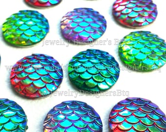 10pcs 16mm Iridescent Mermaid Scales Cabochon Resin Kawaii Cabochons Mermaids Jewelry Fish Scale Snakeskin DIY Supply Craft Supplies