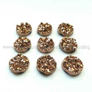 12mm Or Rose Druzy Cabochons Faux Druzy Bronze Cabochon Résine Embellissement Bijoux Fournitures Boucles d’oreilles Résultats Caméo Paramètres Kawaii Supply