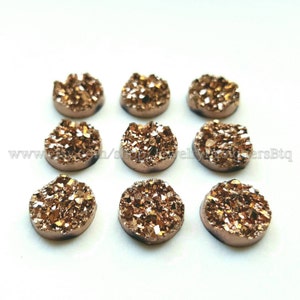 12mm Rose Gold Druzy Cabochons Faux Druzy Bronze Cabochon Resin Embellishment Jewelry Supplies Earring Findings Cameo Settings Kawaii Supply