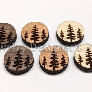 Cabochons en bois de pin 12 mm - Feuilles décoratives en bois - Cerisier, noyer, bouleau, choisissez la couleur - Vernis semi-mat