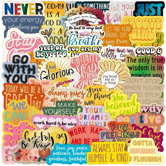 50pcs Motivational Phrases Sticker Pack Quotes Inspirational Waterproof Matte