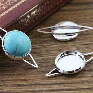 12mm di alta qualità placcato argento Cabochon lunetta vassoio cabochons connettori collegamenti cammeo impostazioni collana pendente in resina di vetro risultati