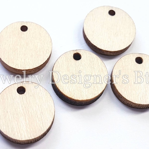 16mm Circle Wood Charms - Unfinished Rustic Wooden Charm