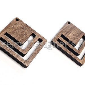 Découpes en bois de macramé - Pièces détachées pour bijoux en bois - Pendentif à breloques évidée en placage de noyer - Vernis semi-mat