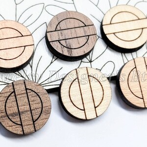 Cabochones de madera grabada de 12 mm - Adornos de madera Line Art - Para pendientes de tachuelas de bricolaje - Diferentes opciones de materiales