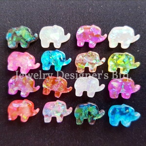 Pacote de cabochões de cores sortidas de 14 mm × 11 mm – Cabochões de resina de opala de fogo falso – Suprimentos de joias de elefante multicoloridos Brincos DIY – 10 unidades