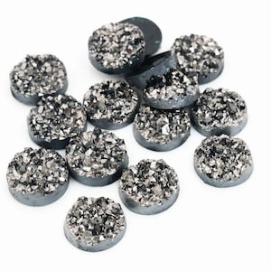 12mm Gunmetal Faux Druzy Cabochon Resin Cabochons Druzy Studs Fits 12mm Bezel Stud Earrings Druzy Post Earring DIY Druzy Jewelry Supplies