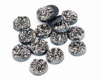 12mm Gunmetal Faux Druzy Cabochon Harz Cabochons Druzy Ohrstecker Passend 12mm Bezel Ohrstecker Druzy Post Ohrring DIY Druzy Schmuck Zubehör