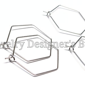 Hypoallergenic Stainless Steel Hexagon Earring Hoops - 29mm x 33mm