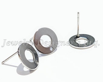 Stainless Steel Hollow Out Circle Stud Earring Connectors - Comes With Earnuts