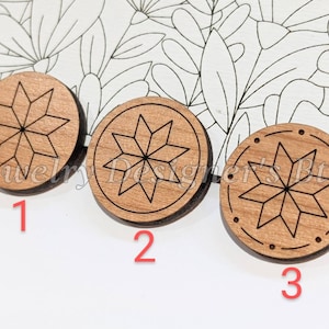20mm Eight Point Star Wood Cabochons - Sterren Houten Versieringen - Kersenhout Walnoot Berk, Kies Kleur - Semi-matte vernis