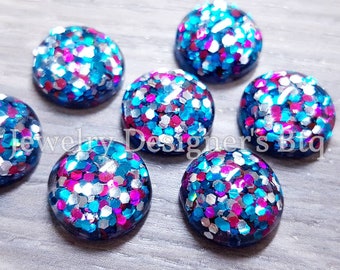 12mm Pop Colors Glitter Resin Dome Metallic Cabochons DIY Cabochon Jewelry Supply Jewellery Supplies Mermaid Earrings Cameo Bezel