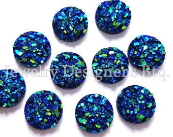 8mm iridescente falso druzy cabochons resina kawaii cabochão glitter enfeites jóias suprimentos brinco componentes anel descobertas