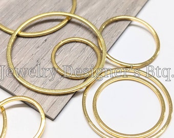 Gold Plated Stainless Steel Hollow Out Charms - Open Back Bezel Blanks For Resin Polymer Clay Macrame DIY Jewelry - Circle - Pick Size