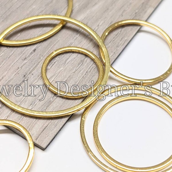 Gold Plated Stainless Steel Hollow Out Charms - Open Back Bezel Blanks For Resin Polymer Clay Macrame DIY Jewelry - Circle - Pick Size