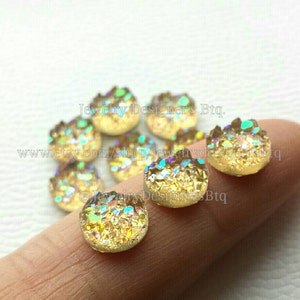 8.1mm Iridescent Faux Druzy Cabochons Resin Kawaii Cabochon Glitter Embellishments Jewelry Supplies Earring Components Ring Findings image 3