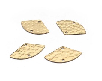 May include: Four gold-colored metal half-circle shapes with a hammered texture and two holes each.