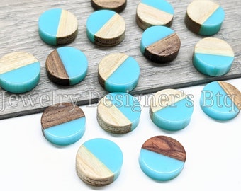 Handmade Resin Wood Cabochons - Size Ranges Between 9.5mm - 10.5mm - Creamy Mint