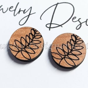 12 mm gegraveerde houten cabochons - lijntekeningen houten versieringen - voor doe-het-zelfoorbellen - verschillende materiaalopties