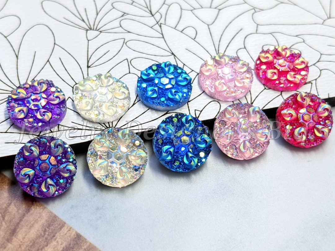 9.8mm Geometric Resin Cabochon Sampler Pack - 5 Assorted Colors - Etsy