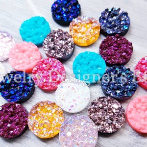 20pcs, 12mm assorti faux Druzy Sampler Package - Toutes les couleurs sont jumelées - Fournitures de bijoux de bricolage