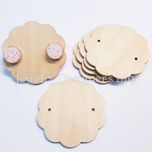 10pcs, tarjetas de visualización de aretes de madera natural - Rústico corte láser joyería pendientes Pantallas - 50mm x 50mm tarjeta de madera