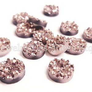 Cabochons Druzy en or rose 10 mm Cabochon faux bronze Druzy en résine embellissement Fournitures bijoux Boucles d'oreilles Paramètres camée Fourniture Kawaii
