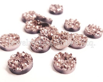10 mm roségouden druzy cabochons nep druzy bronzen cabochon hars versiering sieraden benodigdheden oorbel bevindingen camee instellingen kawaii aanbod