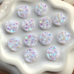 Cabochons druzy aurore boréale 10 mm Cabochon d'opale druzy imitation résine bijoux accessoires pour boucles d'oreilles réglages camée approvisionnement kawaii