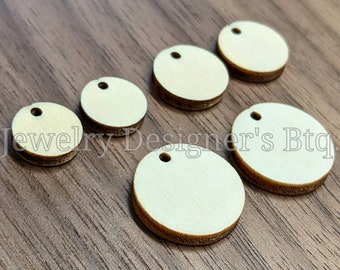 Laser Cut Circle Wood Charms - Unfinished Rustic Wooden Charm - 10mm, 12mm, 16mm Pick Size