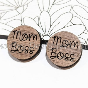 Cabochons Mom Boss 12mm - Embellissements en bois - Bouleau noyer cerisier, Couleur Pick - Vernis semi-mat