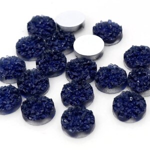 12mm, Faux Druzy Cabochons, Shiny Cabochon, Faux Glossy Stones, Jewelry Craft Supply, DIY Jewellery, Navy Blue