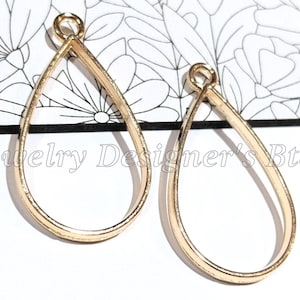 Colgantes de lágrima huecos - Bisel abierto en blanco para joyería de resina - Color oro KC