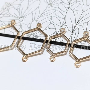 Hollow Out Hexagon Connector Charms - Open Back Bezel Blanks For Resin Jewelry Making - KC Gold