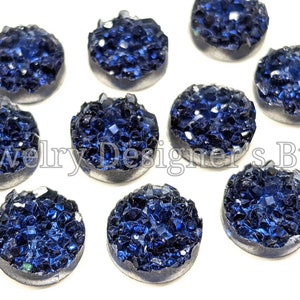 10mm Crystal Navy Blue Faux Druzy - Chunky Resin Cabochons