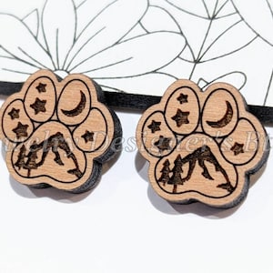 12,5 mm pootafdruk houten cabochons - bergsterren houten versieringen - kersenhout walnoot berk, kies kleur - semi-matte vernis