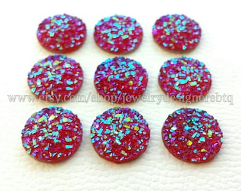 10 peças 12mm cabochão de resina glitter falso drusa cabochões iridescentes táxis kawaii drusy druzies drusy kawaii decorações suprimentos de joias