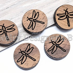 Cabochons en bois de libellule 12 mm - Feuilles décoratives en bois - Cerisier, noyer, bouleau, choisissez la couleur - Vernis semi-mat